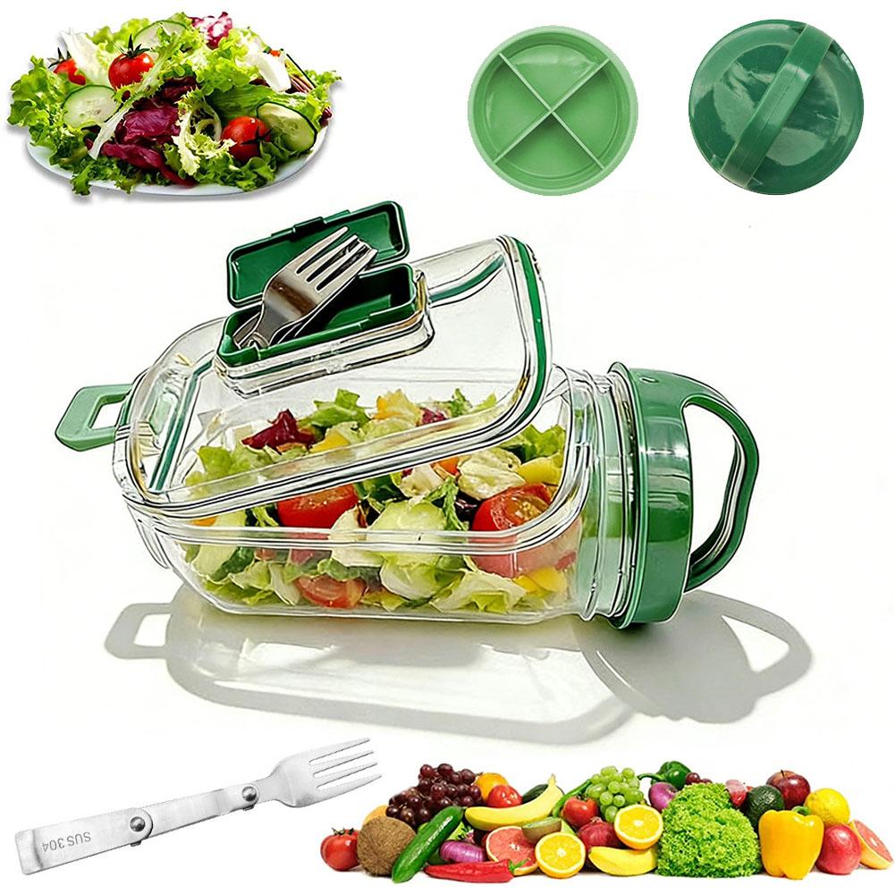 Meal Prep Lunch - Portable Salad Container Jar with Fork