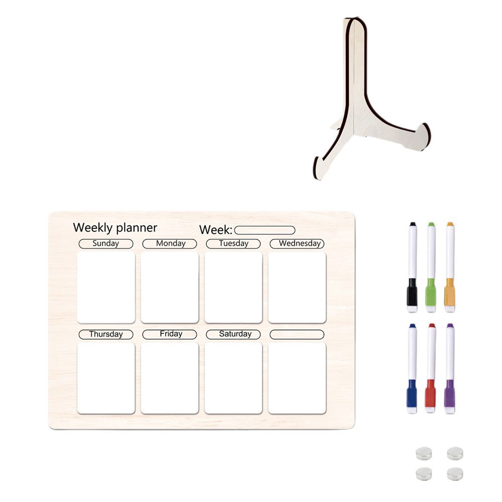 Meal Prep Weekly - Multifunctional Magnetic Fridge Meal Planner Wood