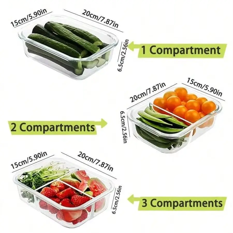 Meal Prep Bowl - yesGlass Food Storage Container With Lid,