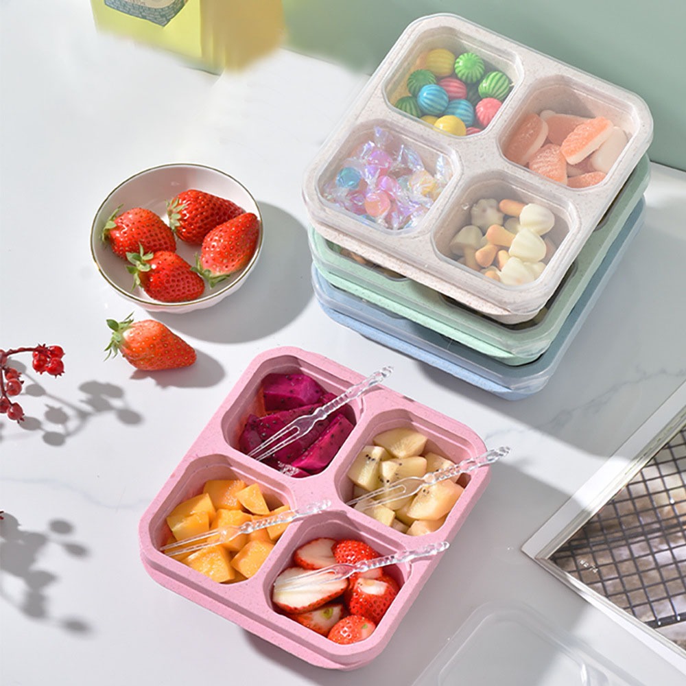 1pc Reusable Wheat Straw 4 Com - đánh giá và giá Meal Prep Lunch