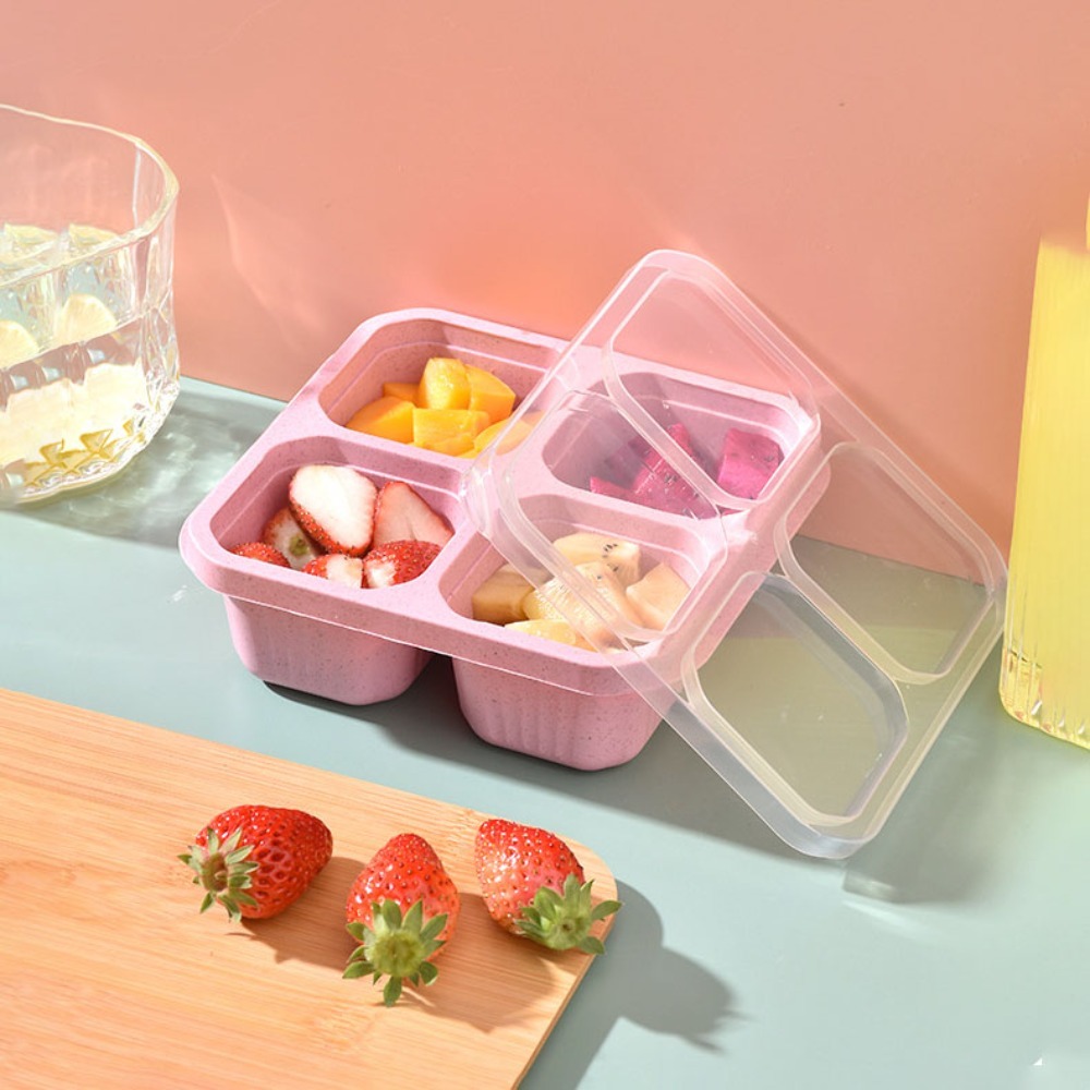 1pc Reusable Wheat Straw 4 Com - đánh giá và giá Meal Prep Lunch