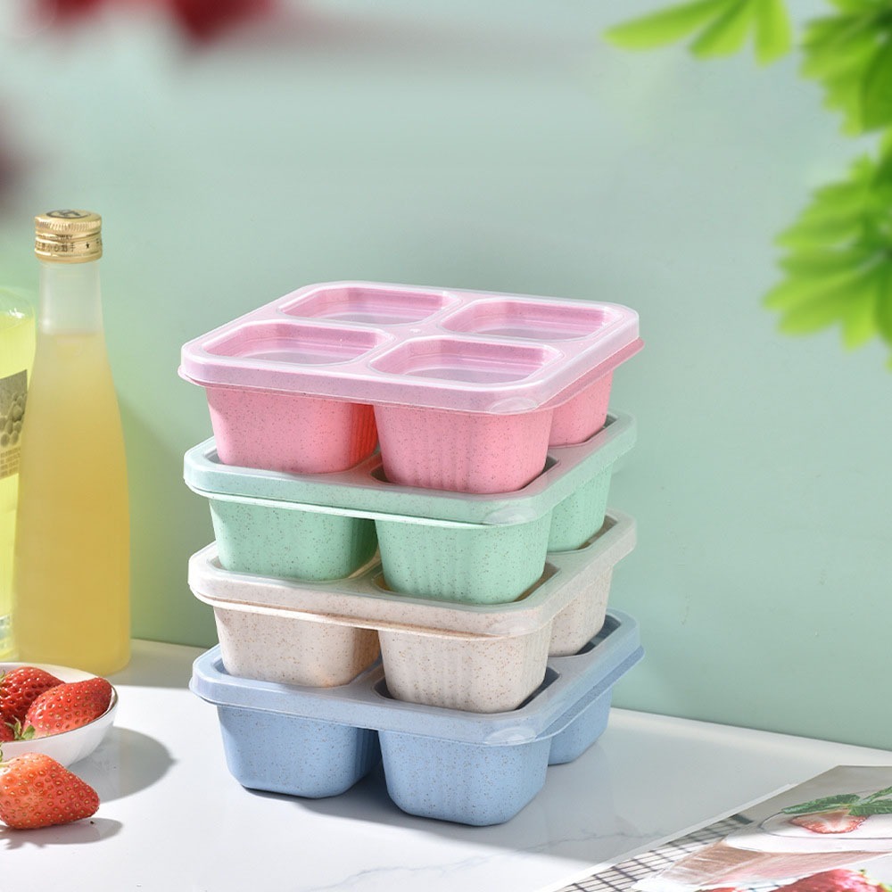 1pc Reusable Wheat Straw 4 Com - đánh giá và giá Meal Prep Lunch