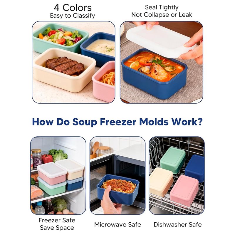 AB33-4-Pack Silicone Freezer M - đánh giá và giá Meal Prep Freezer